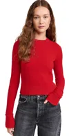 Re/done Cashmere Crewneck Long Sleeve Top In Fire In Fire
