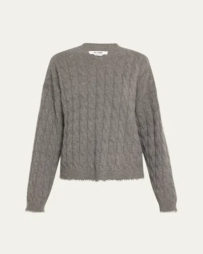 Re/done Cashmere V-neck Sweater In Greyhtr