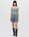 Re/done + Net Sustain + Pamela Anderson Organic Cotton-chambray Mini Dress In Xs