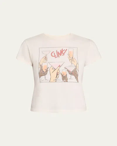 Re/done Cheers Crewneck Graphic Tee In White
