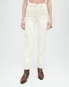 Re/done Originals High-rise Ankle Crop Frayed Skinny Jeans In White