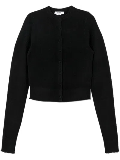 Re/done Crew-neck Cashmere Cardigan In Black