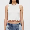 Re/done Crinkled Cropped Top In Neutral