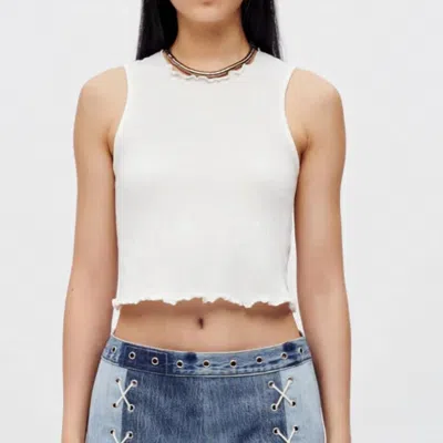 Re/done White Crinkle Tank Top