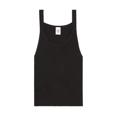 Re/done Cropped Ribbed Tank In Black