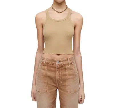 Re/done Cropped Ribbed Tank In Sand In Beige