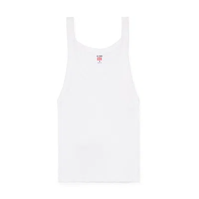 Re/done Cropped Ribbed Tank In Optic White