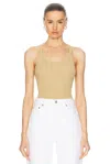 Re/done Ribbed Scoop-neck Fitted Tank In Sand