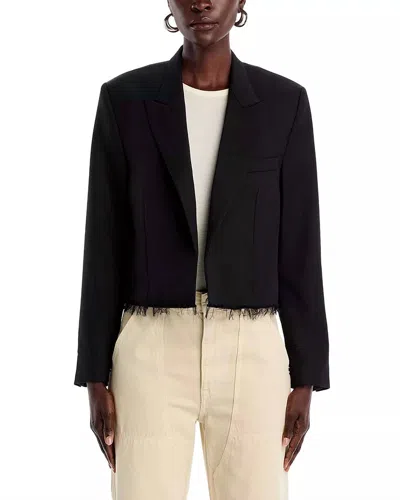 Re/done Frayed Cotton-canvas Blazer In Black