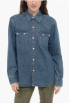 RE/DONE DENIM OVERSHIRT WITH STUDS