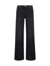 Re/done Wide-leg Cotton Denim Pants With Contrast Stitching In Onyx Fade