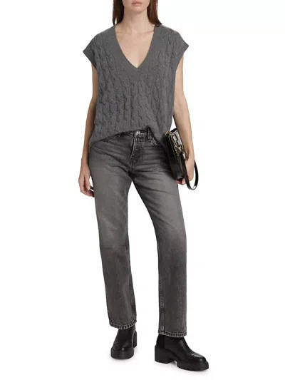 Re/done Easy Straight Crop Jeans In Smoke In Grey