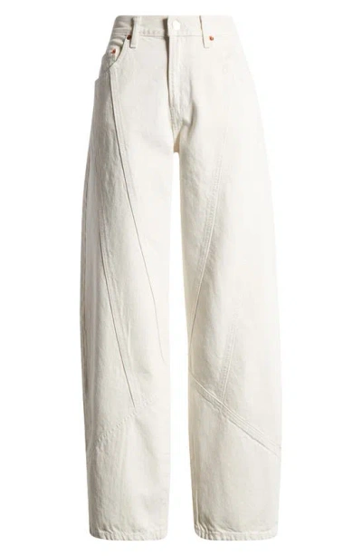 Re/done Engineered Wide Leg Jeans In Vintage White