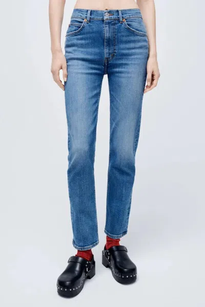 Re/done Extra Stretch 70's Straight Denim In Laguna In Multi