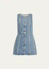 Re/done Frayed Denim Minidress In Bruna