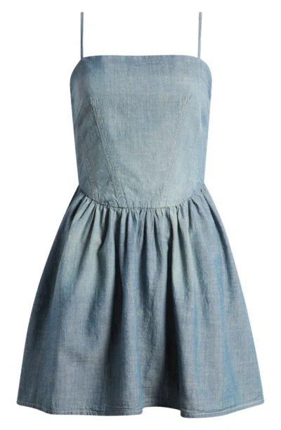 Re/done + Net Sustain + Pamela Anderson Organic Cotton-chambray Mini Dress In Xs