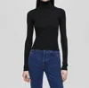 Re/done Hanes Ribbed Turtleneck Sweater In Black In Black