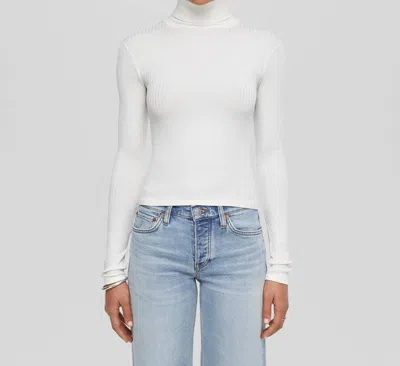 Re/done Hanes Ribbed Turtleneck Sweater In Vintage White