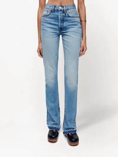 Re/done Hi Rise Slit Boot Jean In Opal Indigo In Blue
