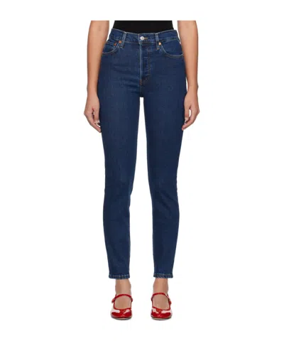 Re/done High-rise Five-pocket Jeans In Blue