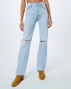 Re/done Cropped Distressed High-rise Straight-leg Jeans In Multi
