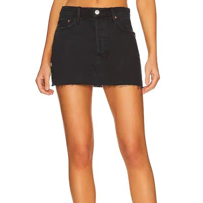 Re/done High Rise Originals 90's Mini Skirt In Washed Black