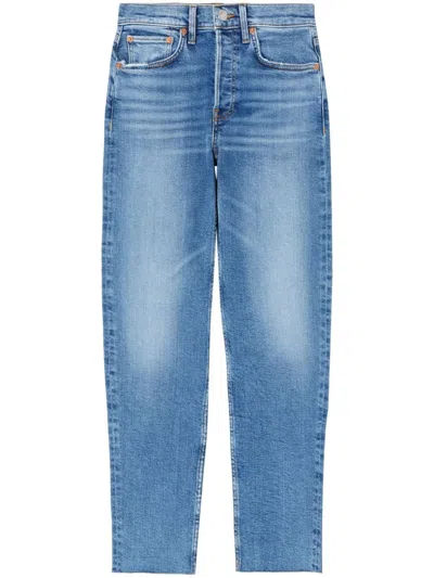 Re/done High-waisted Cropped Jeans In Blue