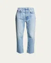 Re/done High-rise Stovepipe Jeans With Raw-edge Hem In Mid