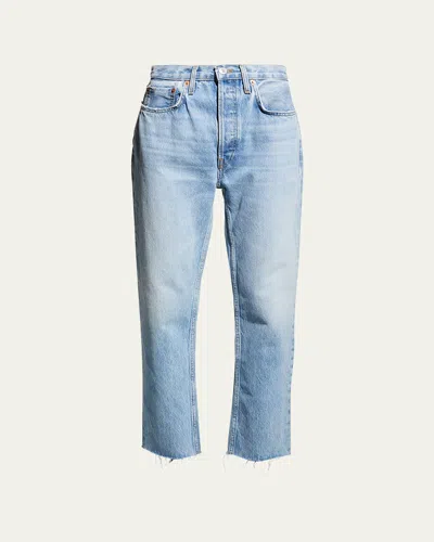 Re/done High-rise Stovepipe Jeans With Raw-edge Hem In Mid