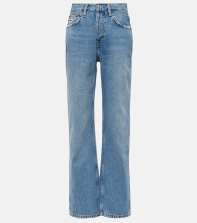 Re/done High-rise Straight Jeans In Blau