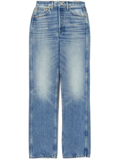 Re/done High-rise Straight-leg Jeans In Blau