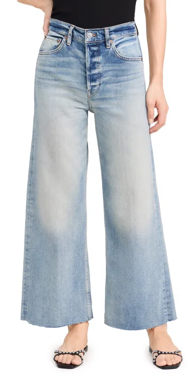 Re/done High Rise Wide Leg Crop Jeans Bella Rosa In Blue