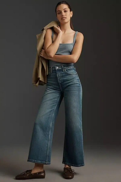 Re/done High-rise Wide-leg Crop Jeans In Blue