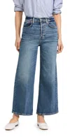 Re/done Cropped High-rise Wide-leg Jeans In Crafted Indigo