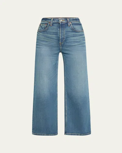 Re/done High Rise Wide-leg Cropped Jeans In Craftedind