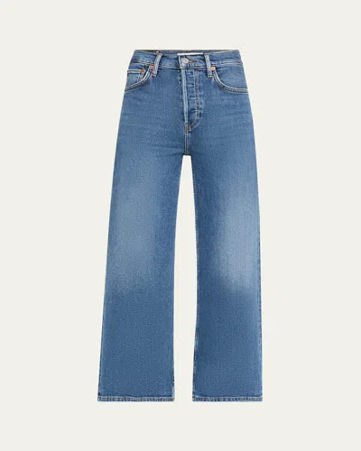 Re/done High Rise Wide-leg Cropped Jeans In Mid 70s