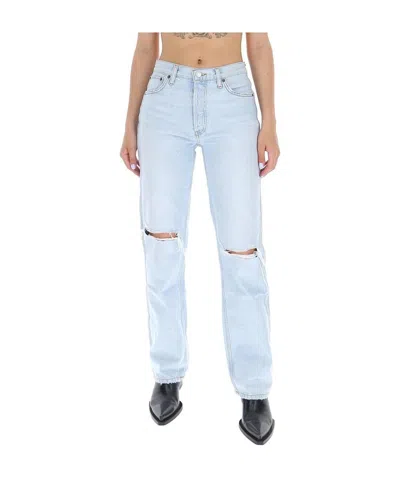 Re/done High-waisted Distressed Jeans In Blue