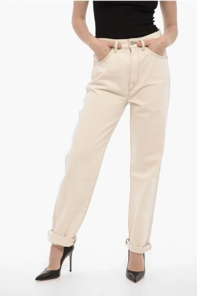 Re/done High-waisted Jeans With Visible Stitching 20cm In Neutral