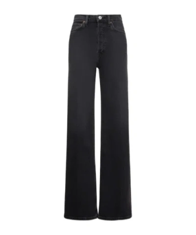 Re/done High-waisted Wide-leg Jeans In Black