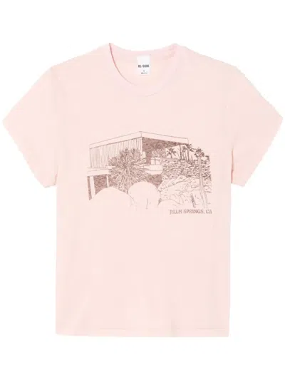 Re/done Kaufmann House-print Cotton T-shirt In Pink