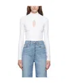 Re/done Keyhole Cut-out Mock Neck Top In White
