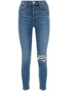 Re/done 90s Cropped Faded High-rise Slim-leg Jeans In Blau