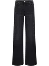 Re/done Wide-leg Cotton Denim Pants With Contrast Stitching In Black