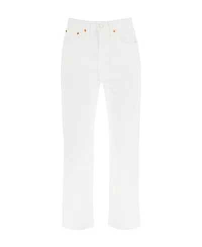Re/done Logo Pipe Jeans In White