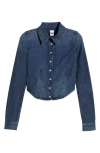 Re/done X Pam Anderson Fitted Denim Shirt In Vista Bay