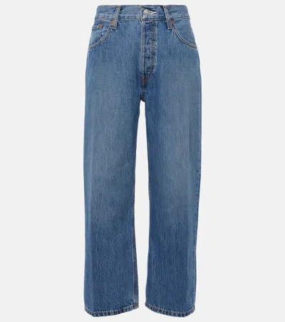 Re/done High-rise Straight Jeans Loose Crop In Blau