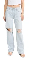 Re/done Loose Long Jeans Aqua Destroy In Aqua Destroy