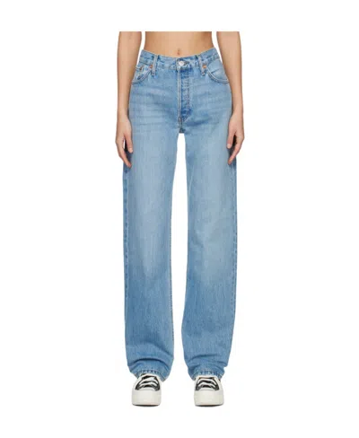 Re/done Loose Long Jeans In Blue