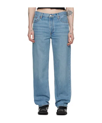 Re/done Loose Longish Jeans In Blue
