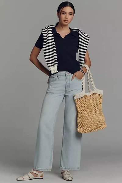 Re/done Low-rise Loose Crop Wide-leg Jeans In Blue